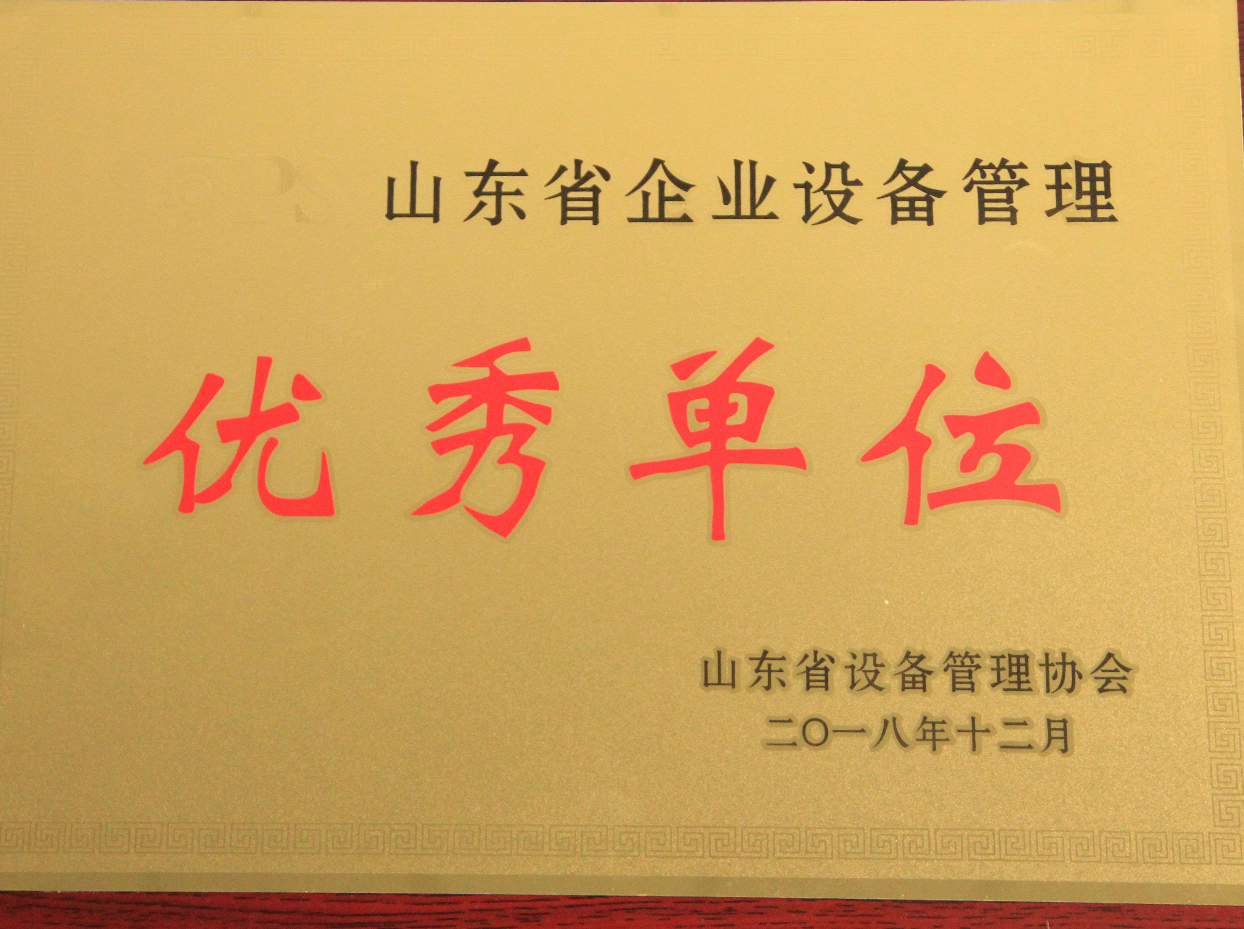 耐斯特荣获&ldquo;山东省设备管理先进单位&rdquo;称号